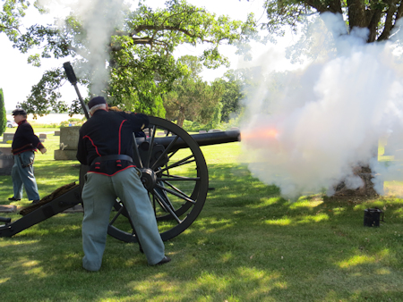 American Civil War cannon firing a salute